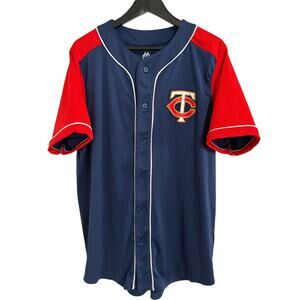 Minnesota Twins Blue Majestic Baseball Jersey Men's Size L